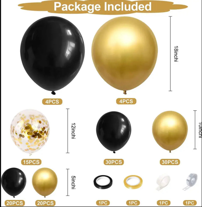 Kit de ballons noir et or