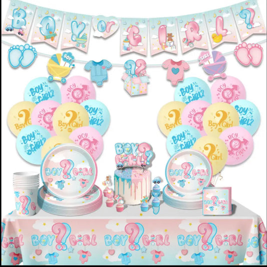 Set de vaisselle et décoration pour Gender Reveal