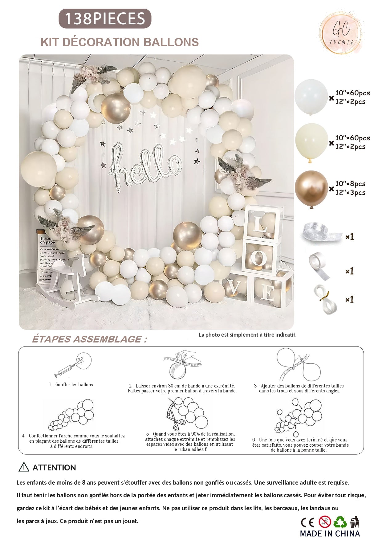 Kit de décoration Beige et blanc